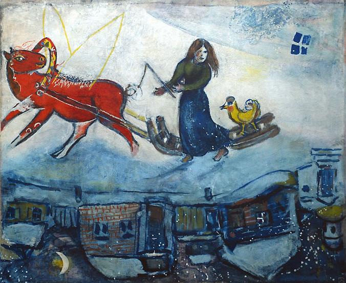 Le Cheval Rouge The Red Horse Farblithografie Zeitgenosse Marc Chagall Ölgemälde